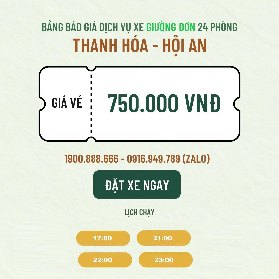 Đặt Xe Thanh Hóa <=> Hội An